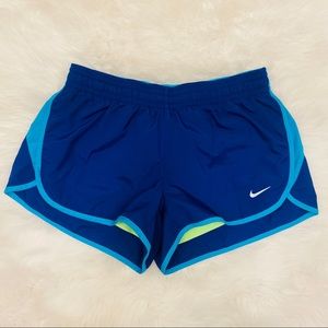 Nike Dri-Fit Running Shorts. Blue/Green. M.